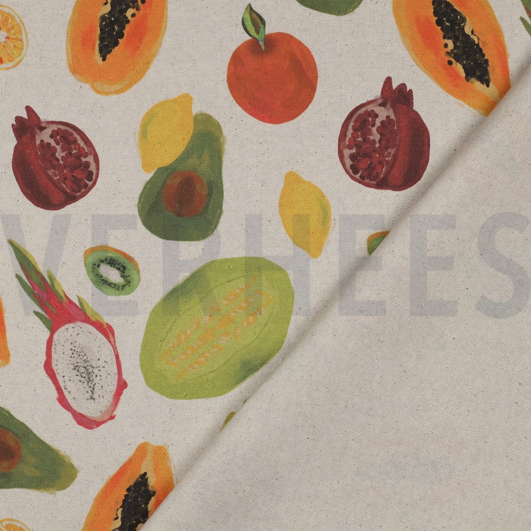 CANVAS LINEN LOOK DIGITAL FRUIT NATURAL #4