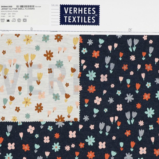 JERSEY MELANGE GLITTER KLEINE BLOEMEN ECRU GEMÊLEERD #7