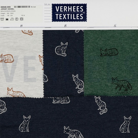 JERSEY MELANGE DIEREN INDIGO GEMÊLEERD #7