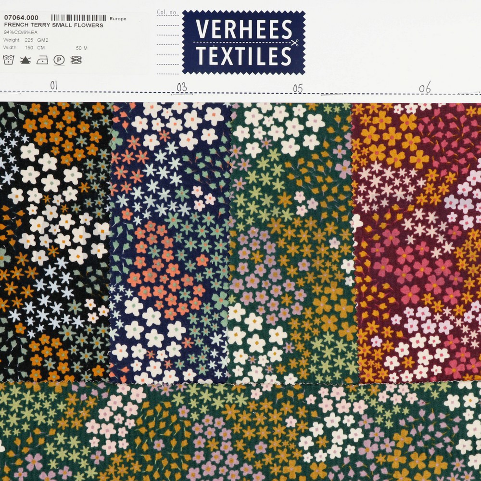 FRENCH TERRY SMALL FLOWERS DARK GREEN (high resolution) #4
