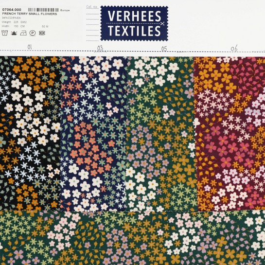 FRENCH TERRY PETITES FLEURS VERT FONCÉ #7