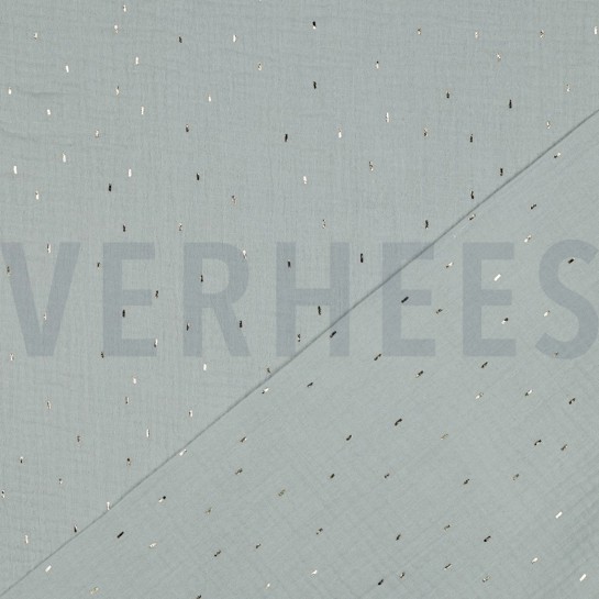 DOUBLE GAUZE FOLIE STREPEN MINT / GOUD #7