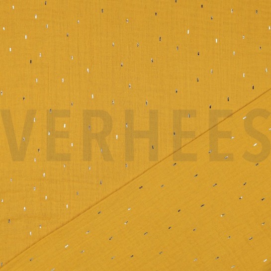 DOUBLE GAUZE FOIL STRIPES OCHRE/GOLD #7