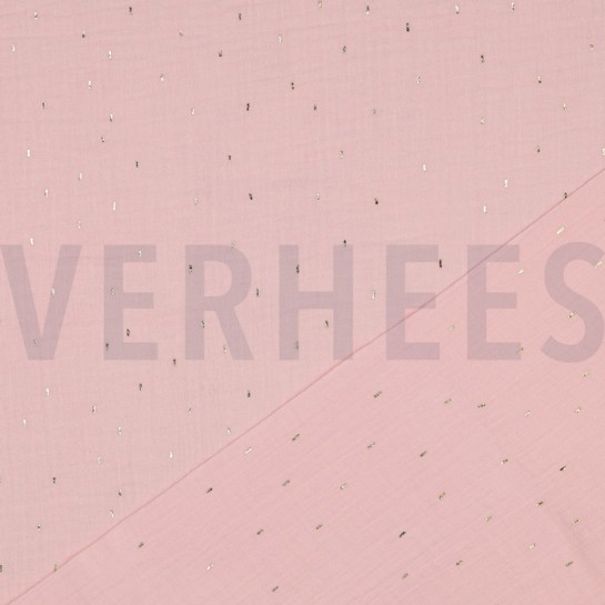 DOUBLE GAUZE FOIL STRIPES LIGHT ROSE/GOLD #7