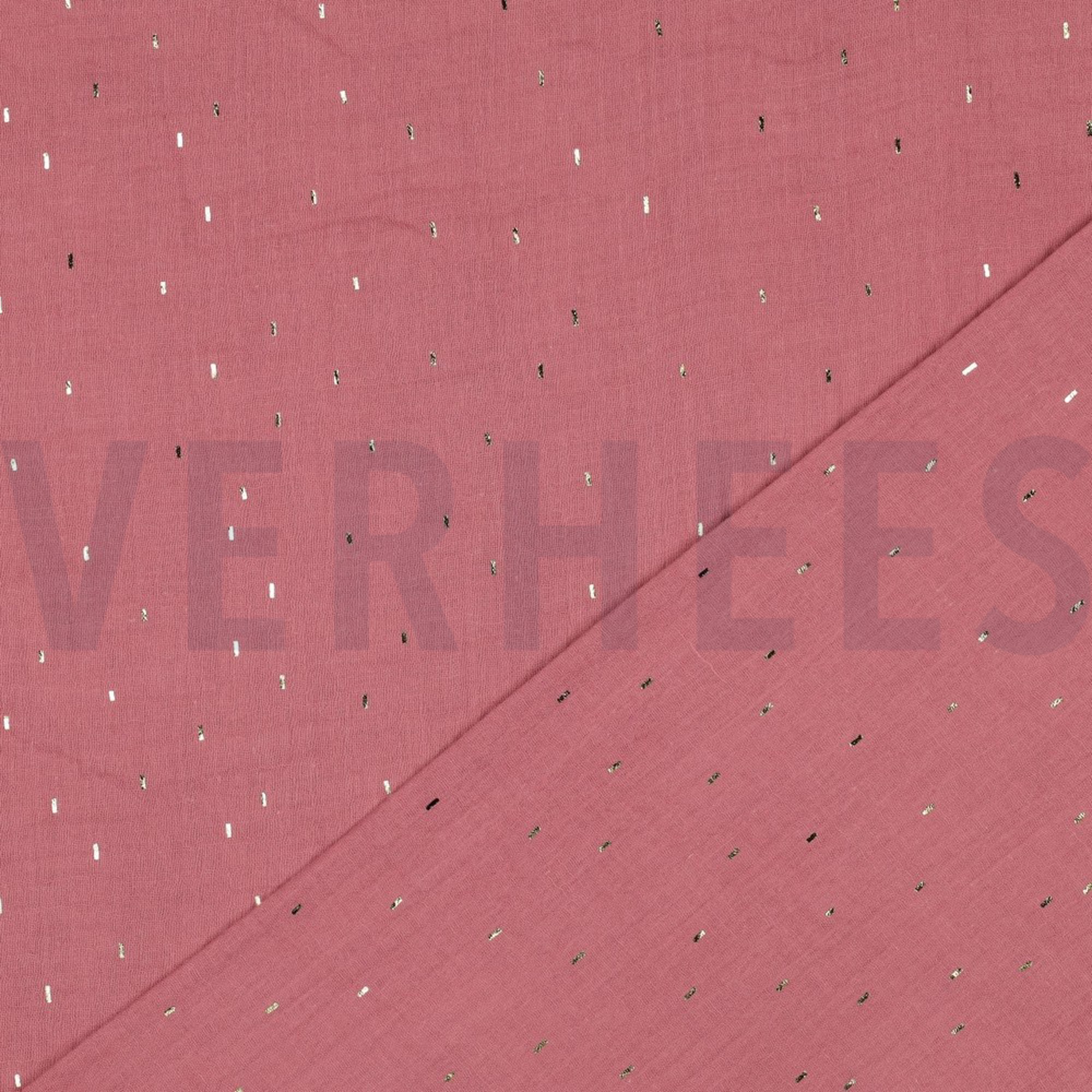 DOUBLE GAUZE FOIL STRIPES MAUVE/GOLD (high resolution) #4
