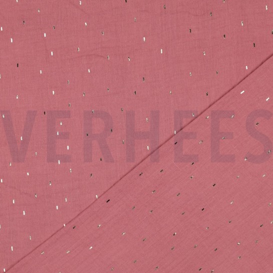 DOUBLE GAUZE FOIL STRIPES MAUVE/GOLD #7