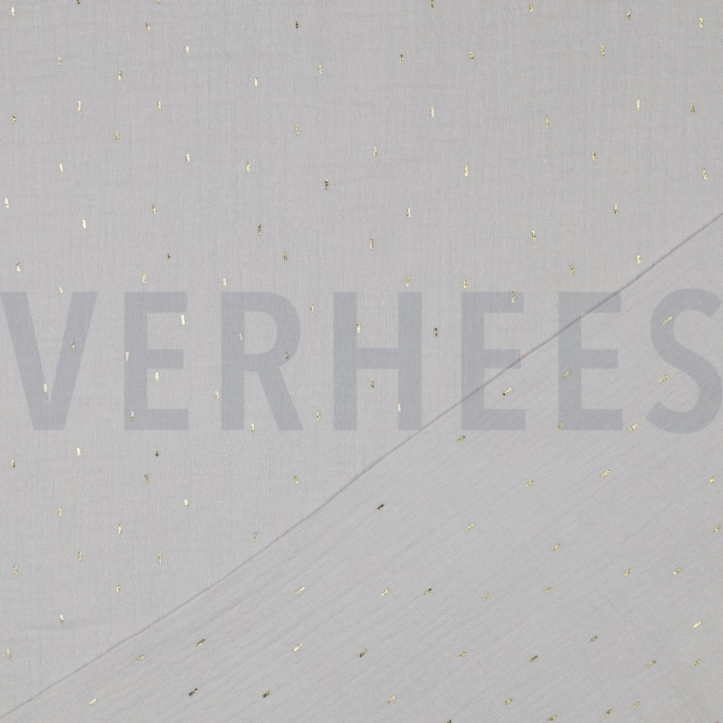 DOUBLE GAUZE FOIL STRIPES LIGHT GREY/GOLD #4