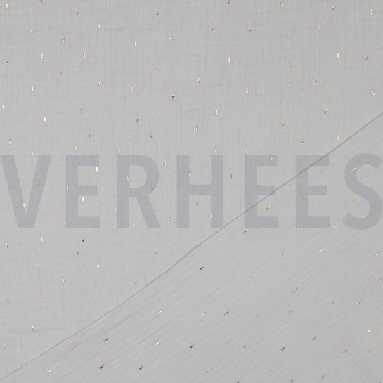DOUBLE GAUZE FOIL STRIPES LIGHT GREY/GOLD #7