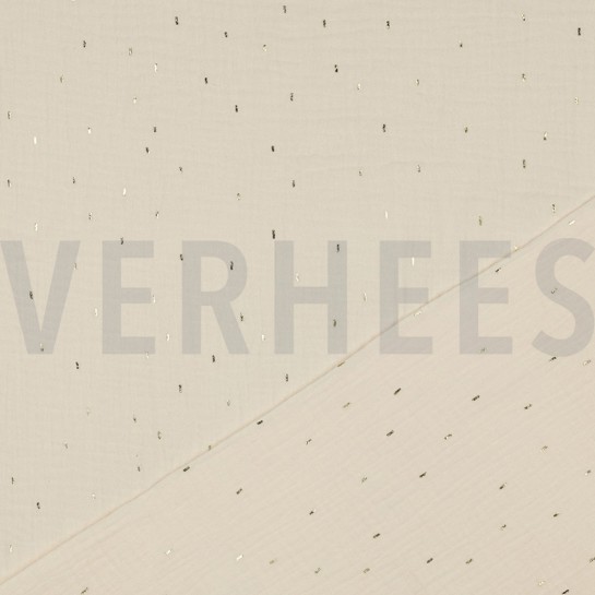 DOUBLE GAUZE FOIL STRIPES ECRU/GOLD #7