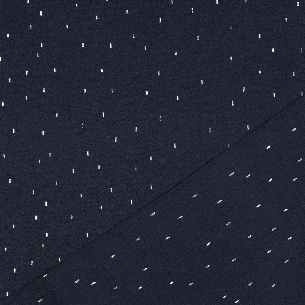 DOUBLE GAUZE FOIL STRIPES NAVY/GOLD #4