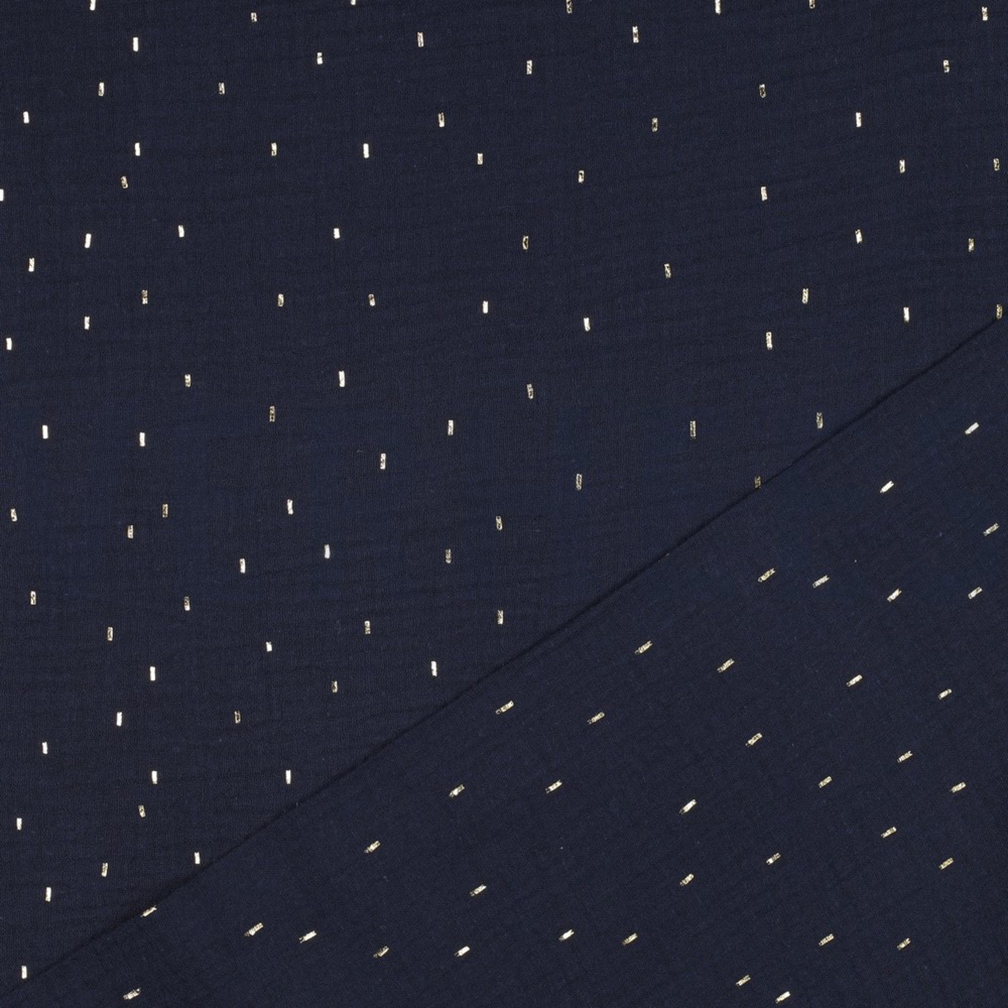 DOUBLE GAUZE FOIL STRIPES NAVY/GOLD (high resolution) #4