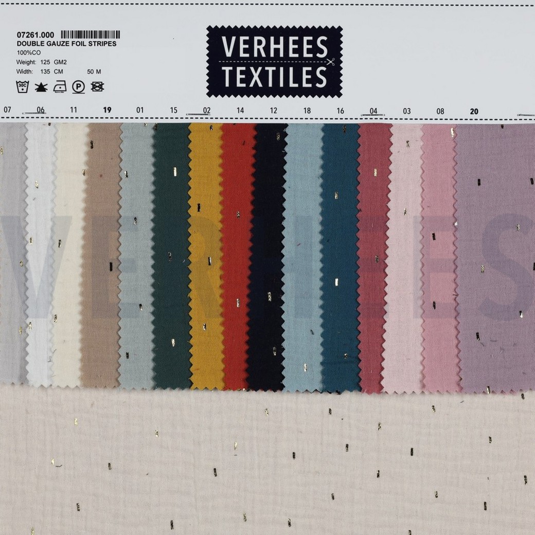DOUBLE GAUZE FOIL STRIPES APRICOT/GOLD #4