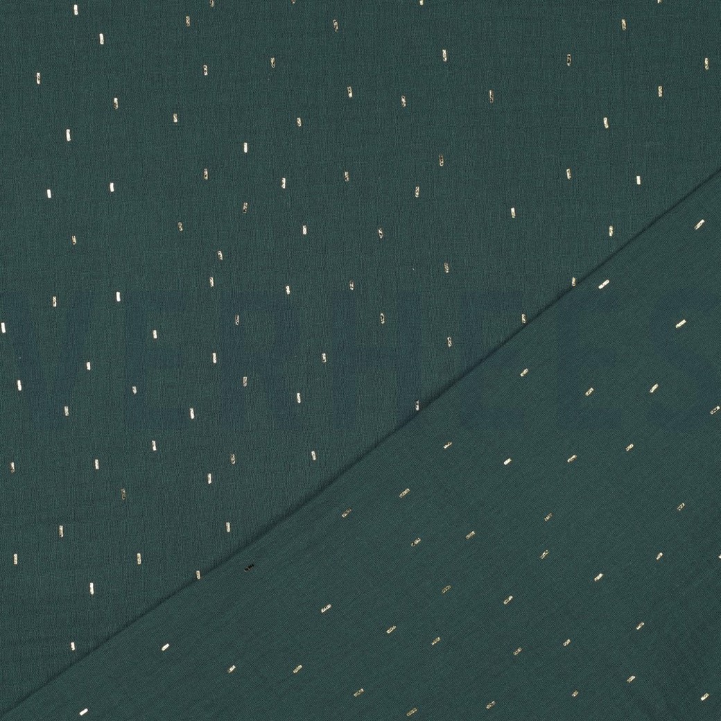 DOUBLE GAUZE FOIL STRIPES DARK GREEN/GOLD #4
