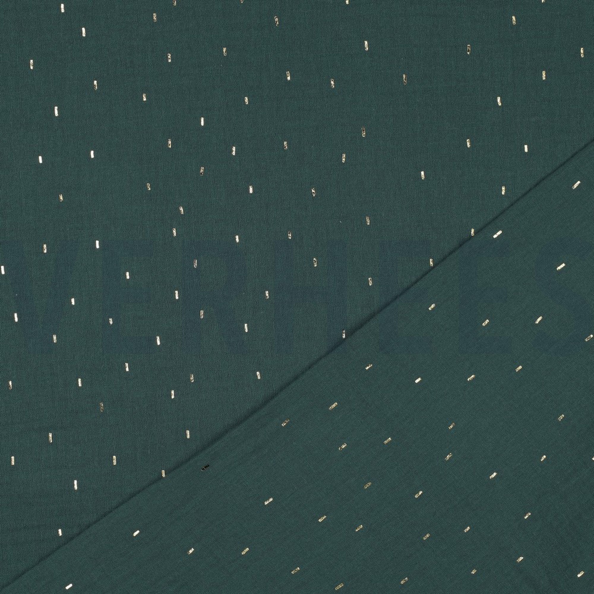 DOUBLE GAUZE FOIL STRIPES DARK GREEN/GOLD (high resolution) #4