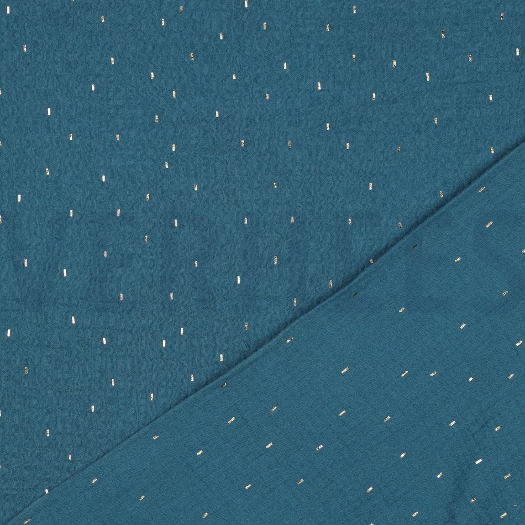 DOUBLE GAUZE FOIL STRIPES PETROL/GOLD (high resolution) #4