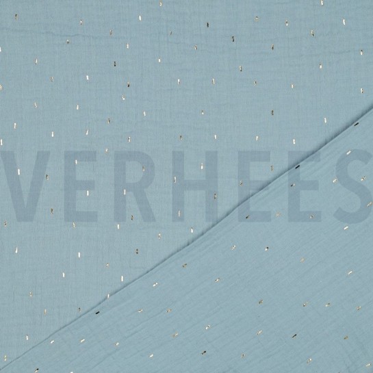 MUSSELIN FOLIE STREIFEN CYAN / GOLD #7