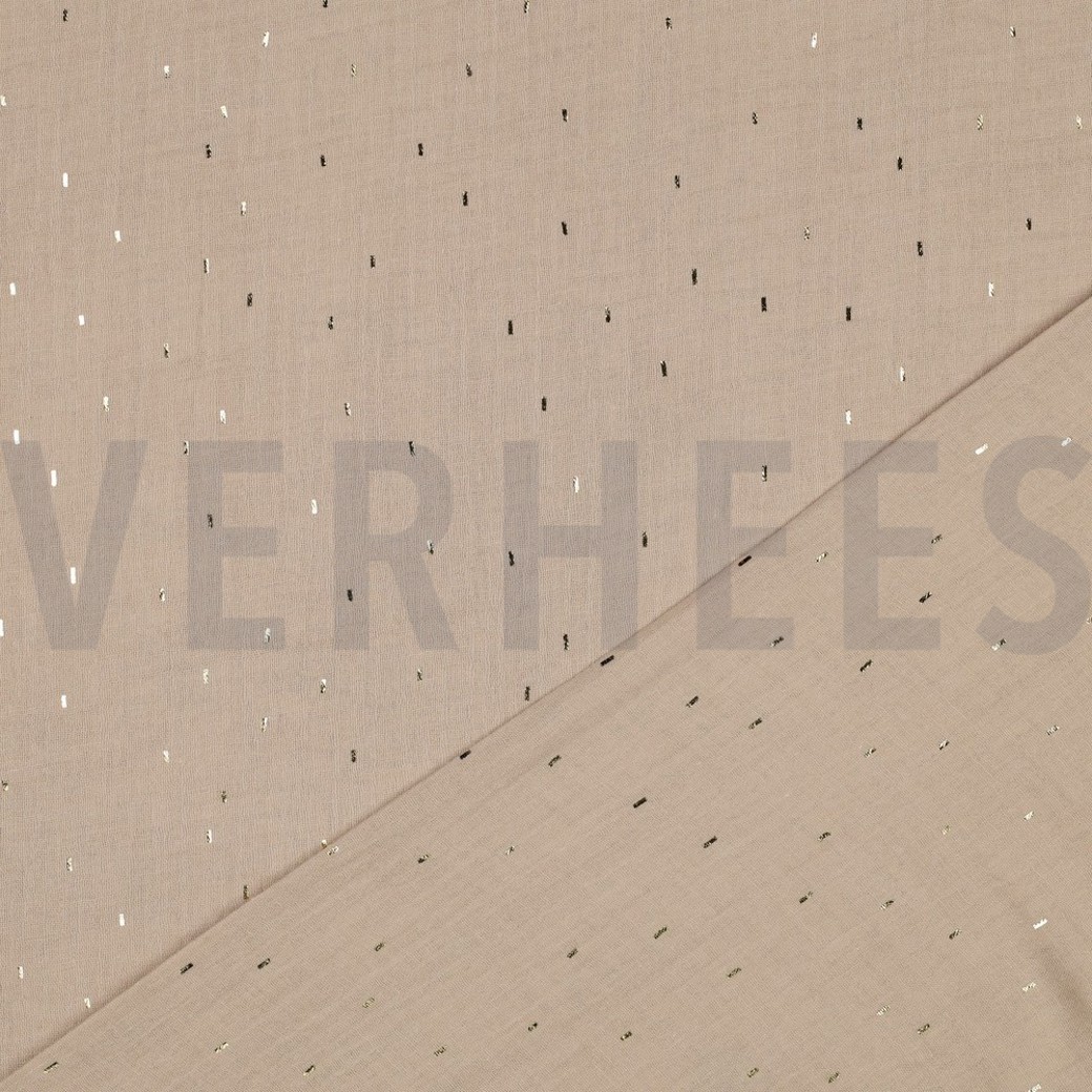 DOUBLE GAUZE FOIL STRIPES BEIGE/GOLD #4