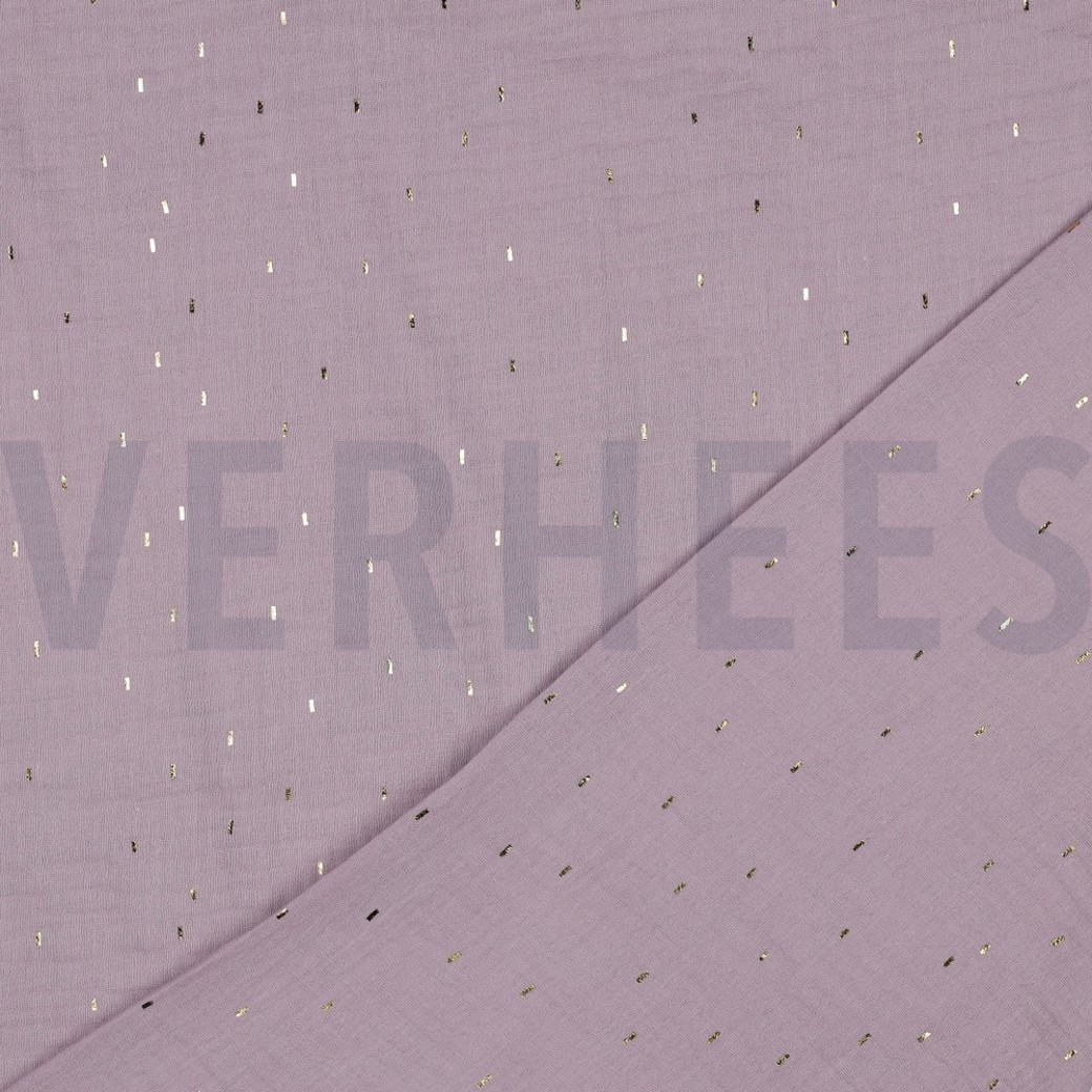 DOUBLE GAUZE FOIL STRIPES LILAC/GOLD #4
