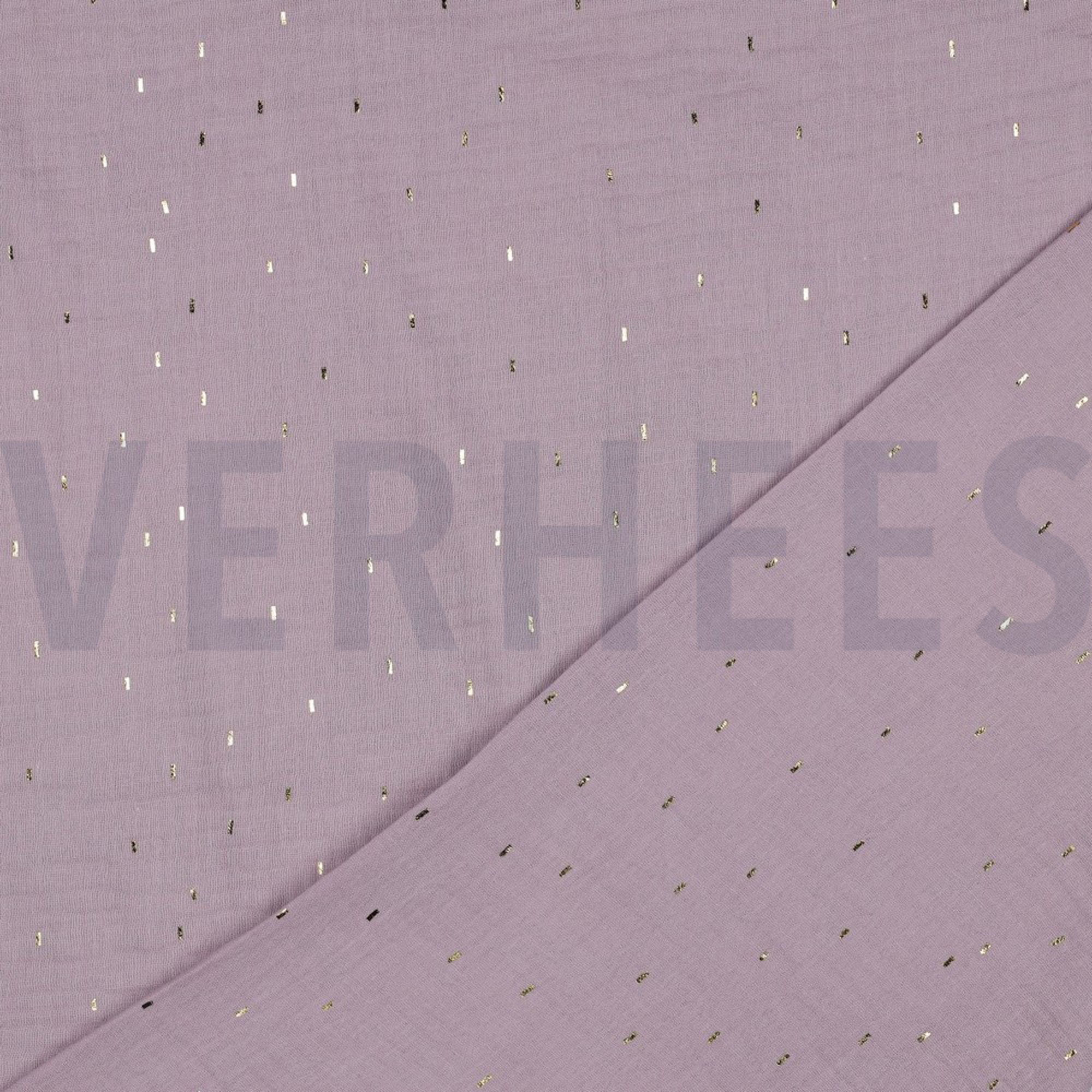 DOUBLE GAUZE FOIL STRIPES LILAC/GOLD (high resolution) #4