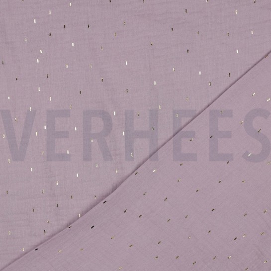 DOUBLE GAUZE FOLIE STREPEN LILA / GOUD #7