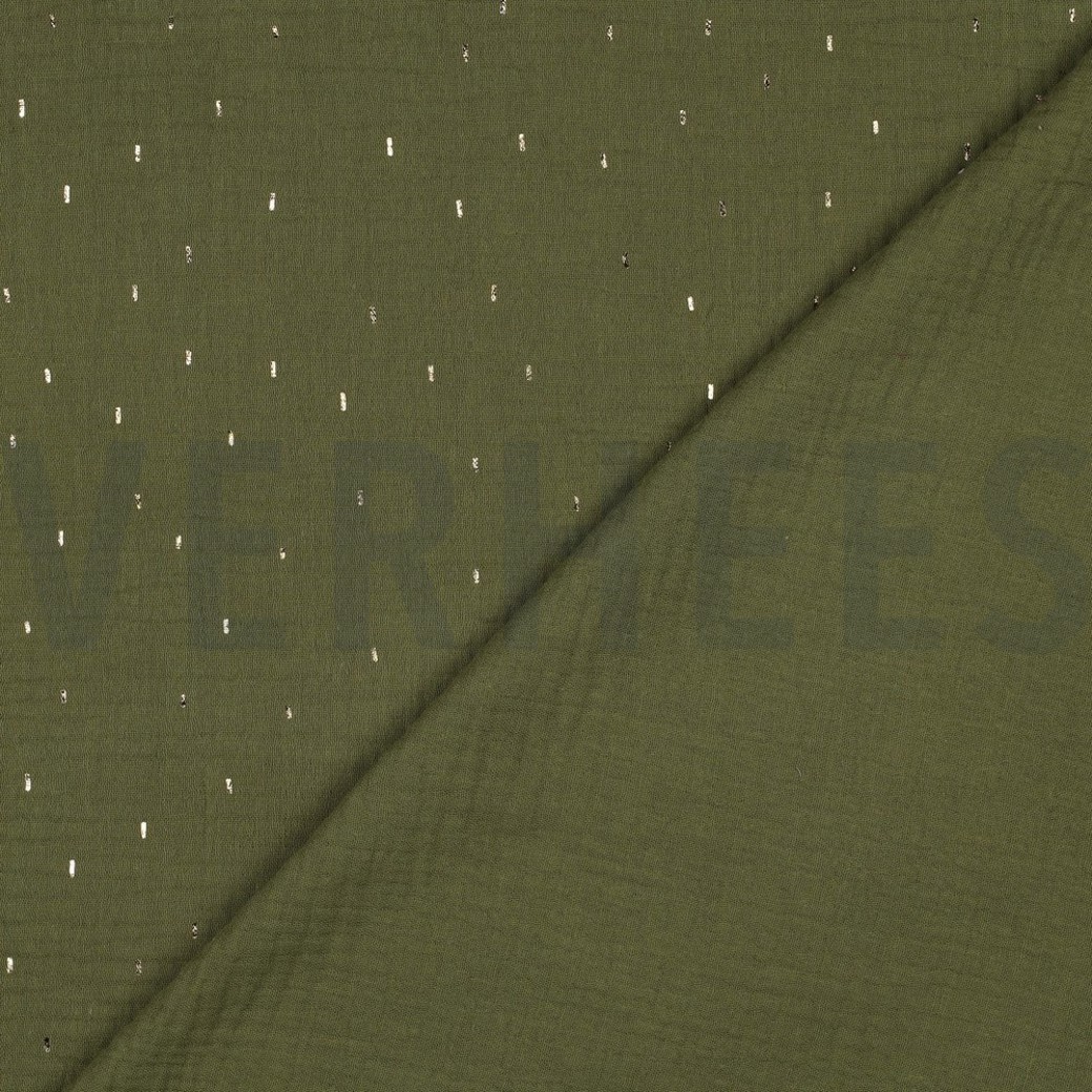 DOUBLE GAUZE FOIL STRIPES GREEN/GOLD #4