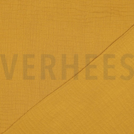 BAUMWOLLE MUSSELIN DREILAGIG GOTS OCKER #7