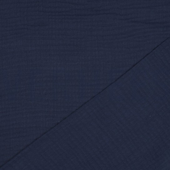 BAUMWOLLE MUSSELIN DREILAGIG GOTS MARINEBLAU #7