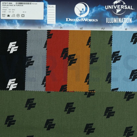 KATOENEN POPLIN FAST & FURIOUS BRICK #7