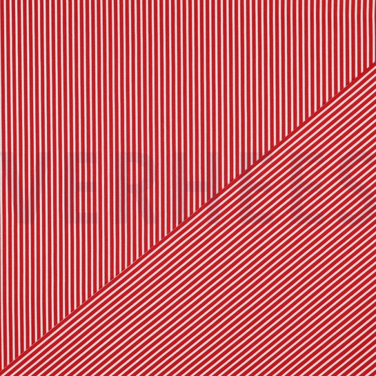 KATOENEN POPLIN STREPEN ROOD #7