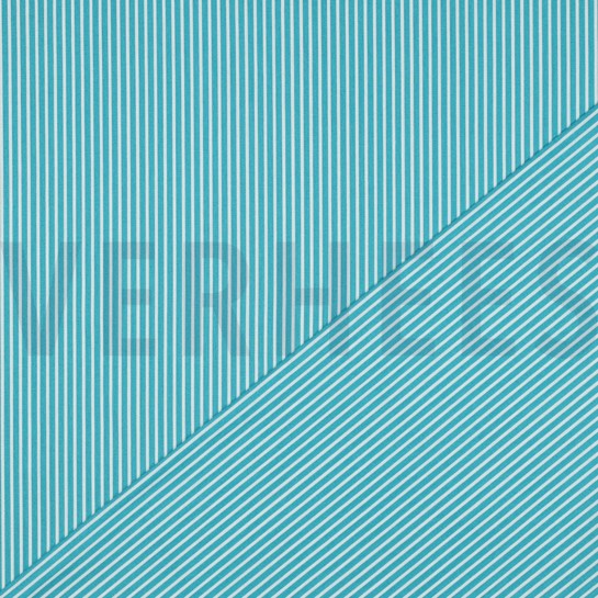 BAUMWOLLE POPELINE STREIFEN TÜRKIS #7