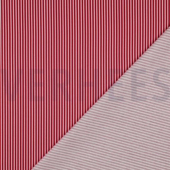 BAUMWOLLE POPELINE STREIFEN KIRSCHROT #7