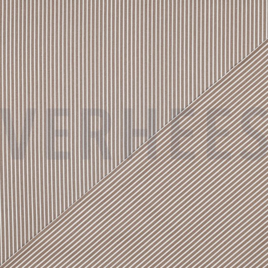 KATOENEN POPLIN STREPEN TAUPE #7