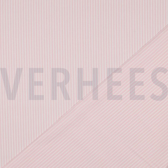 KATOENEN POPLIN STREPEN LICHTROZE/OUDROZE #7