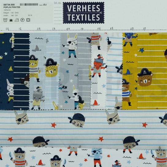 BAUMWOLLE POPELINE PIRATEN OCKER #7