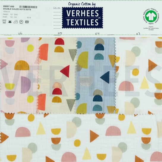 DOUBLE GAUZE GOTS DOTS LIGHT ROSE #7