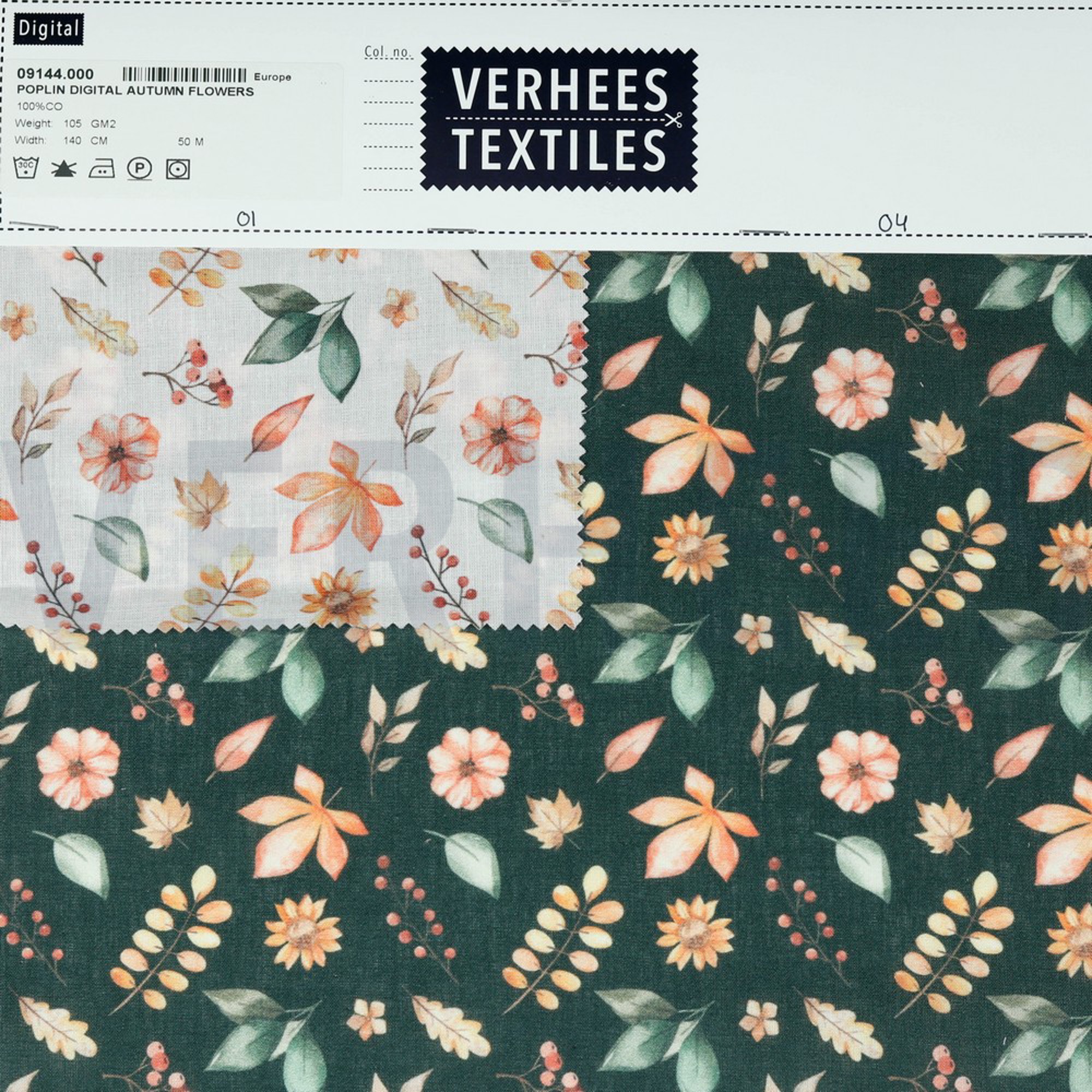 POPLIN DIGITAL AUTUMN FLOWERS WHITE (high resolution) #4