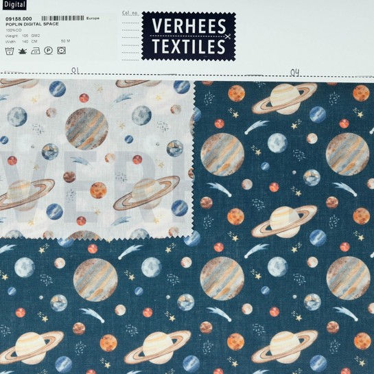 POPELINE DE COTON DIGITAL ESPACE BLANC #7