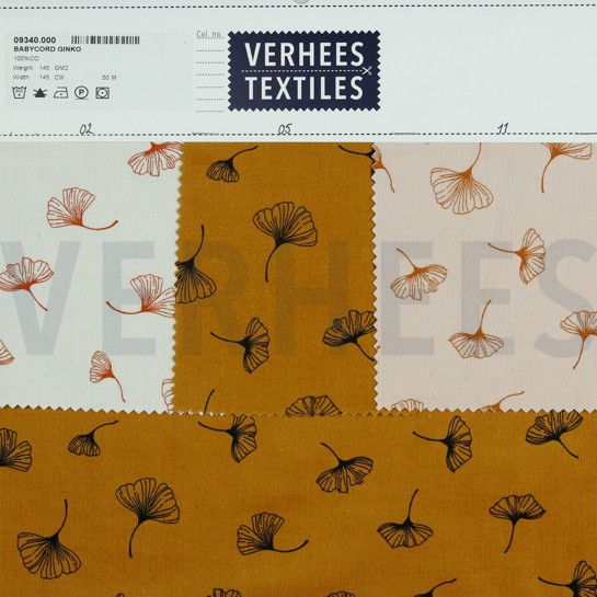 CORDUROY BABYRIB GINKGO BILOBA GEBROKEN WIT #7