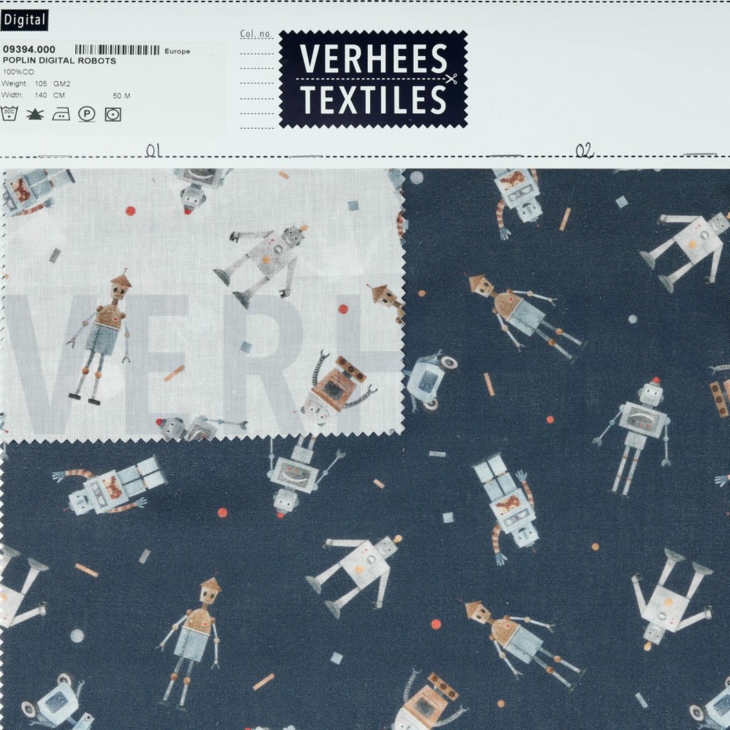 POPLIN DIGITAL ROBOTS WHITE #4