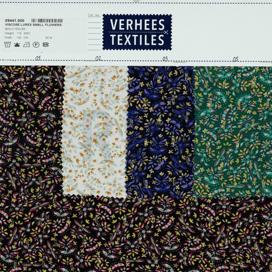 VISCOSE LUREX KLEINE BLOEMEN ZWART #7