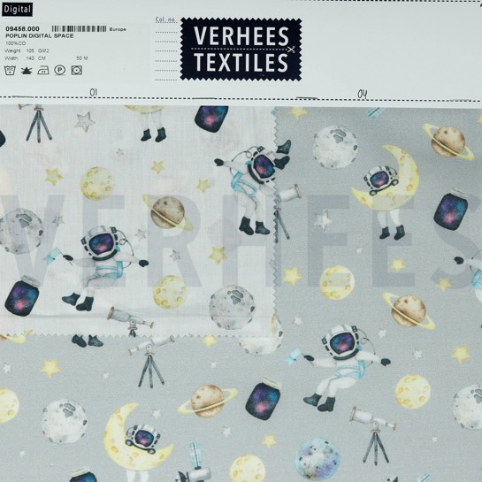 KATOENEN POPLIN DIGITAAL RUIMTE WIT #7