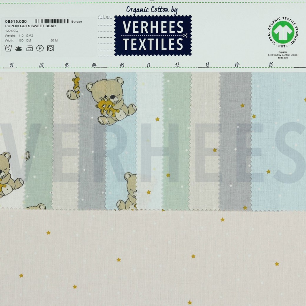POPLIN GOTS SWEET BEAR LIGHT GREY #4
