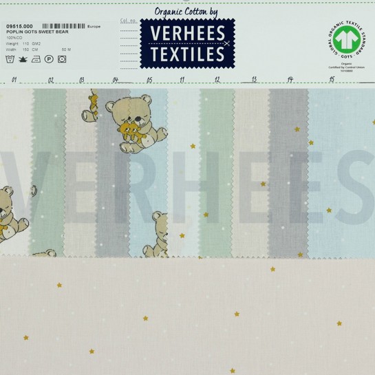 KATOENEN POPLIN GOTS LIEVE BEER LICHTGRIJS #7