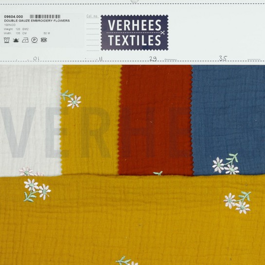 MUSSELIN STICKEREI BLUMEN RUST #7