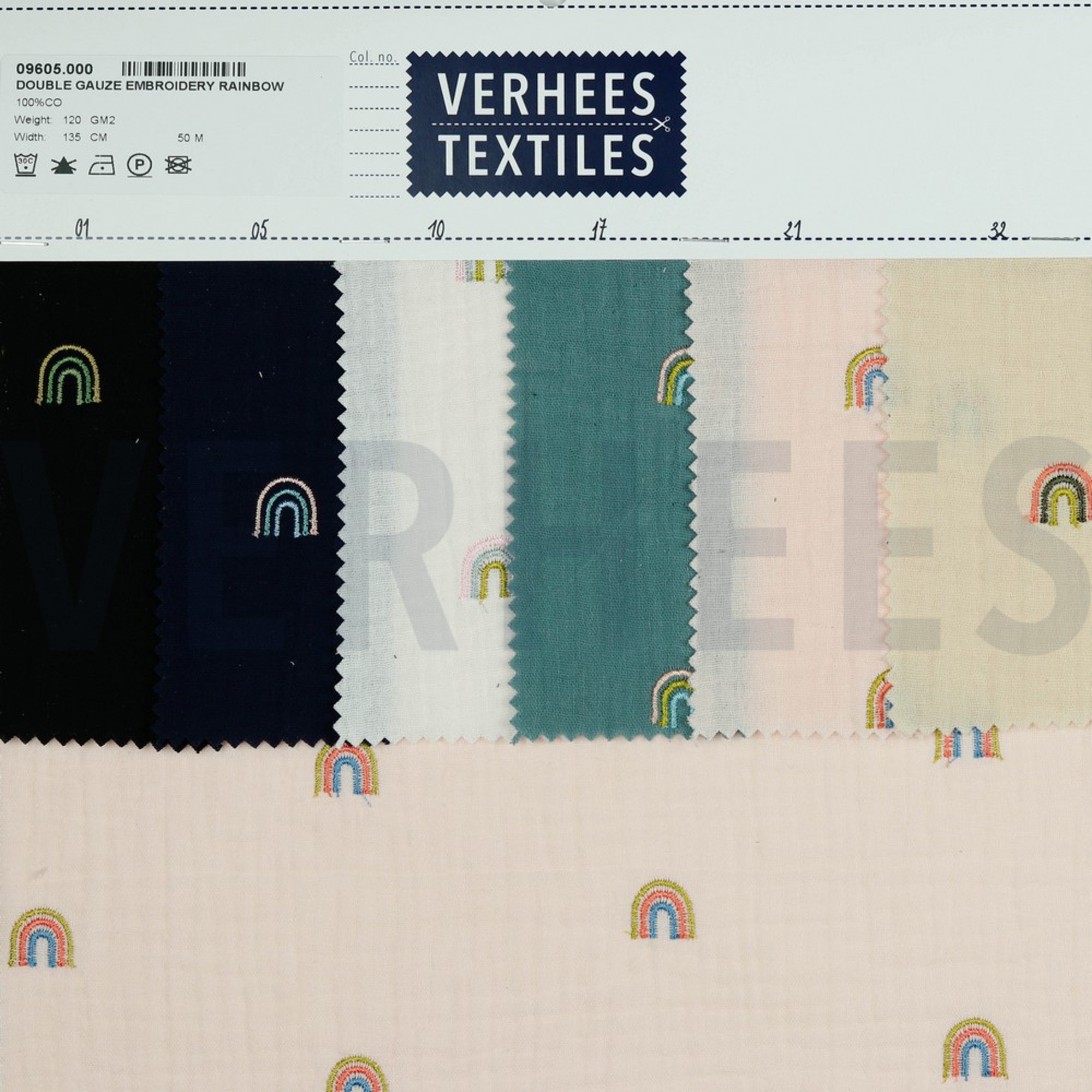 DOUBLE GAUZE EMBROIDERY RAINBOW BLACK (high resolution) #4