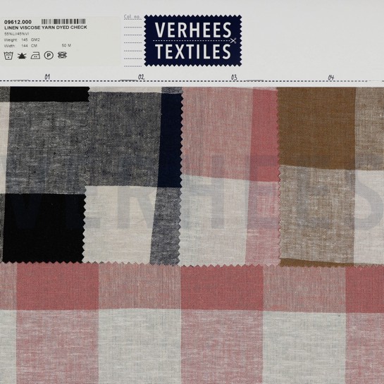 LINEN VISCOSE YARN DYED CHECKS NAVY #7