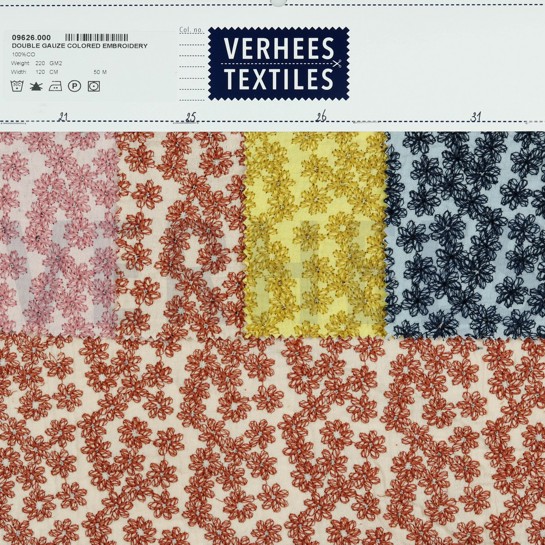 MUSSELIN GEFÄRBT STICKEREI HELLBLAU #7