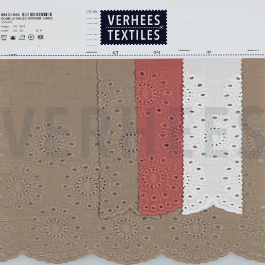 DOUBLE GAZE DE COTON BORDURE UN CÔTÉ JAUNE PÂLE #7