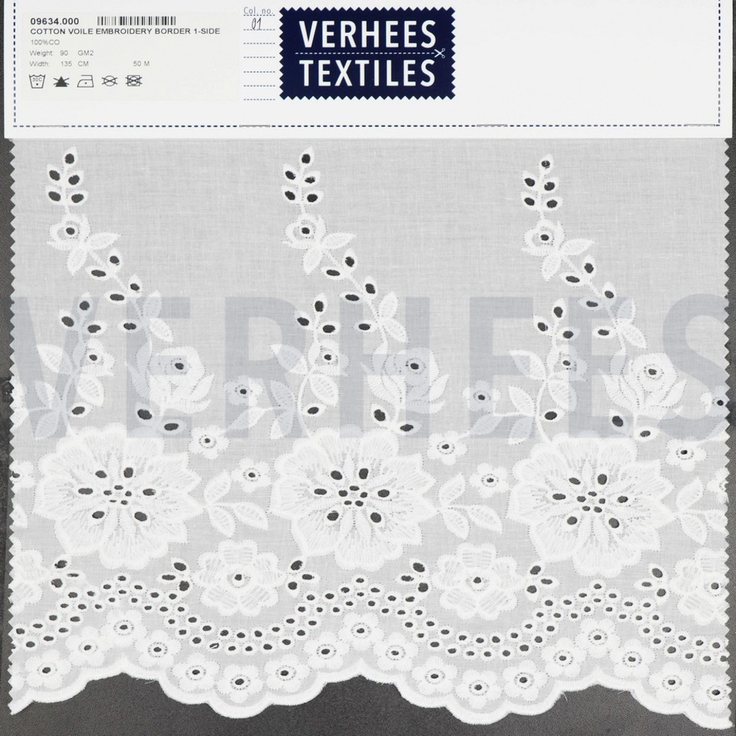 COTTON EMBROIDERY BORDER 1-SIDE WHITE #4