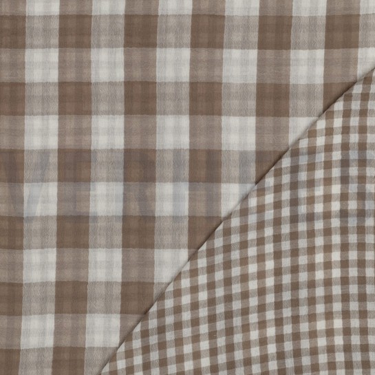 DOUBLE GAUZE DUBBELZIJDIGE RUITEN ZAND #7